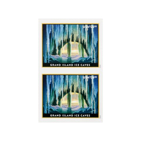2020 US Grand Island Ice Caves Express Mail Pane of Four Stamps
