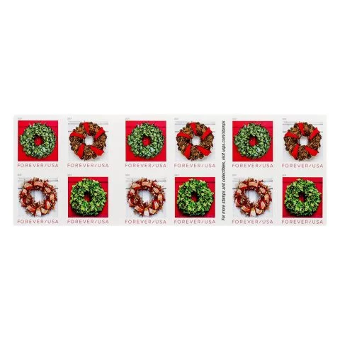 2019 US Holiday Wreaths Forever First-Class Postage Stamps