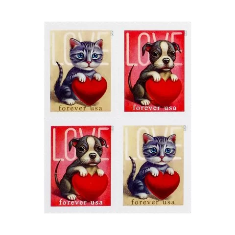2023 US First-Class Forever Stamps - Love: Kitten & Puppy