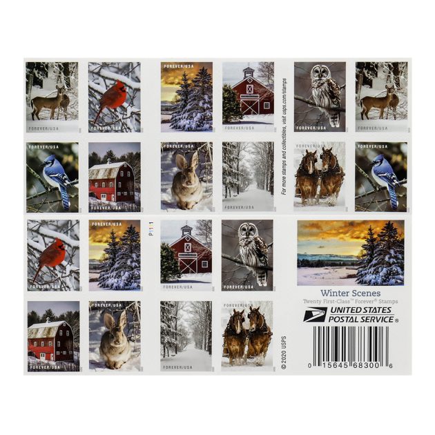 2020 US Winter Scenes Forever Postage Stamps